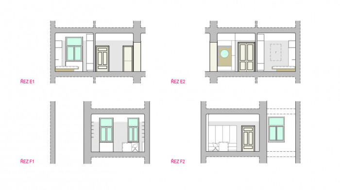 Rekonstrukce bytu v Brně, řezy, Archanti