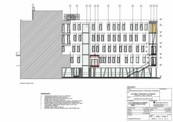Novostavba II. Interní kliniky a geriatri v Olomouci, severní řezopohled atriem, Adam Rujbr Architects
