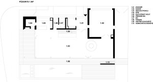 OK Plan Architects, Rodinný dům v Kunraticích - půdorys 1.N.P.