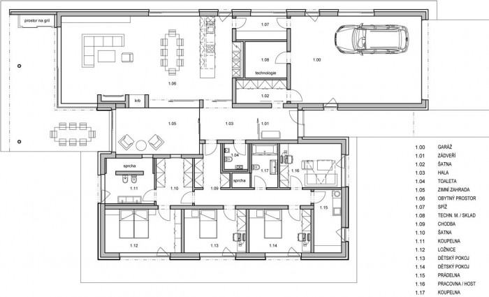 RD se zimní zahradou, ROSA – ARCHITEKT - půdorys