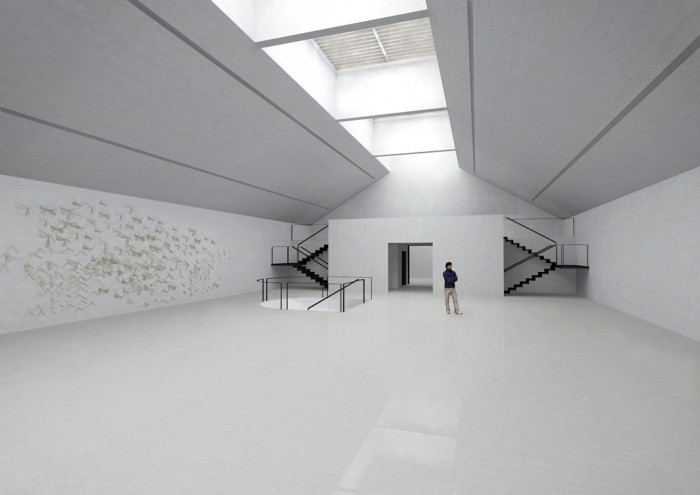 Revitalizace nádraží Bubny na Památník ticha, vizualizace interiéru 3NP, ARN Studio