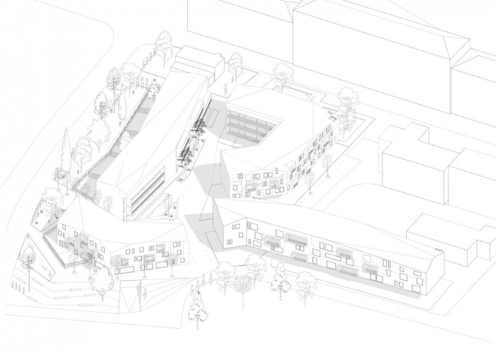 Studie bytových domů Sokolov, axonometrie, Petr Tuček, object-e