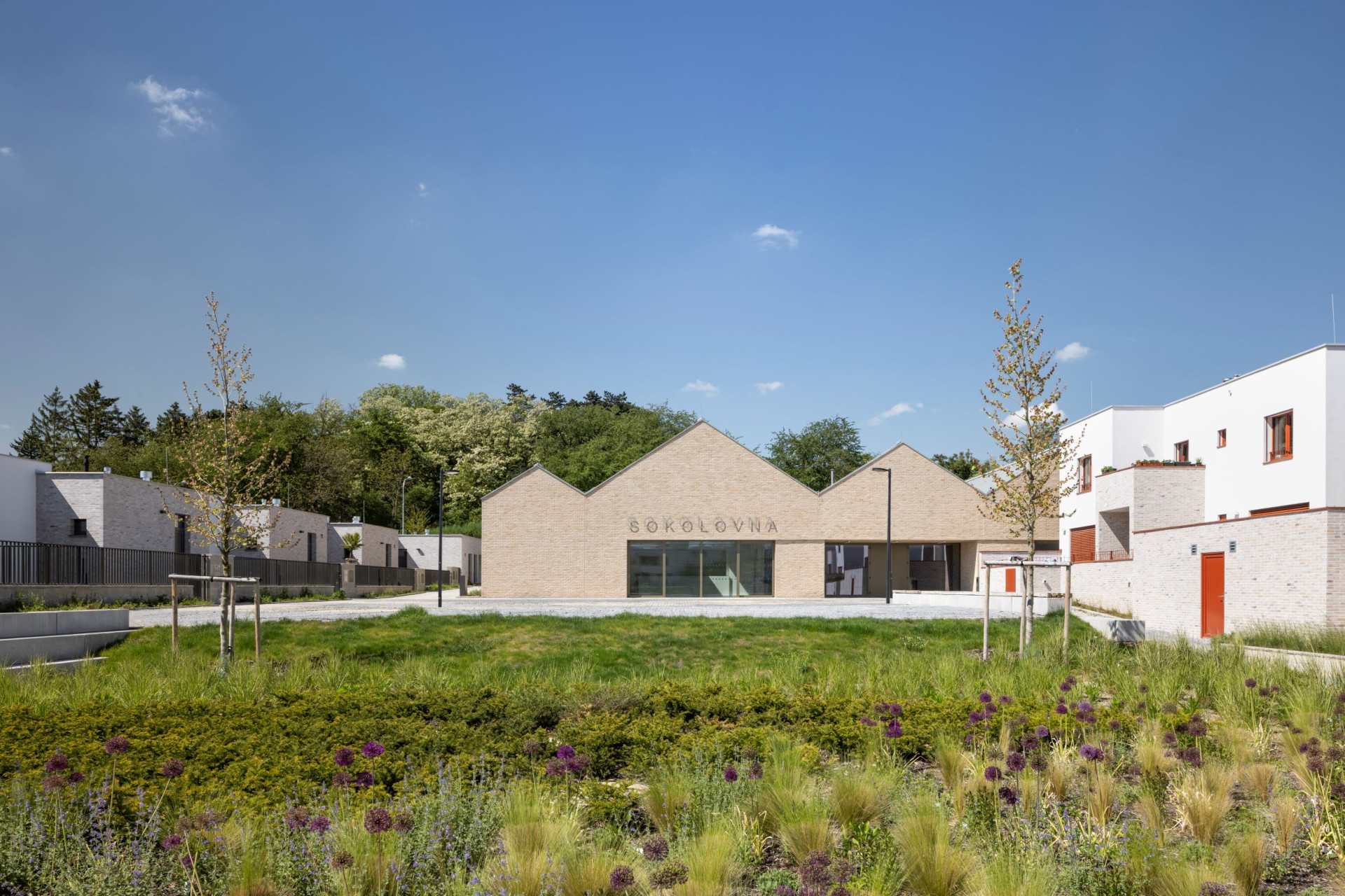 Na projektu se podílela městská část a soukromý developer. (Obytný soubor Dolina v Lysolajích, knesl kynčl architekti)