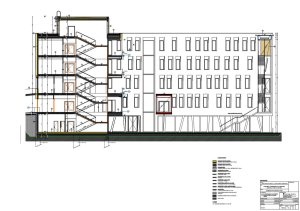 Novostavba II. Interní kliniky a geriatri v Olomouci, řez, Adam Rujbr Architects