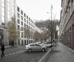 1. místo: Petr Lhoťan - Dostavba bloku v Karlíně, zákres do fotografie