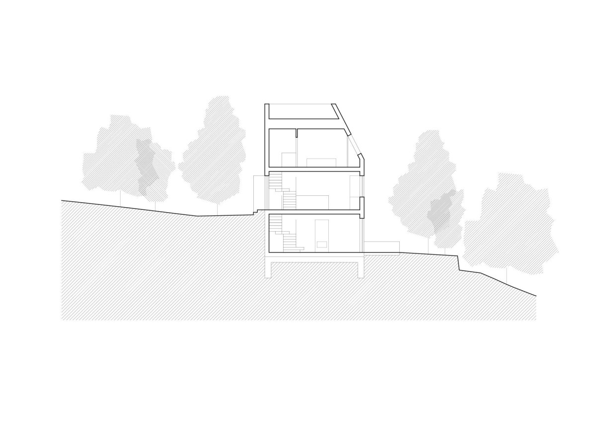 Příčný řez (Chata JARO u Prahy, edit! architects)