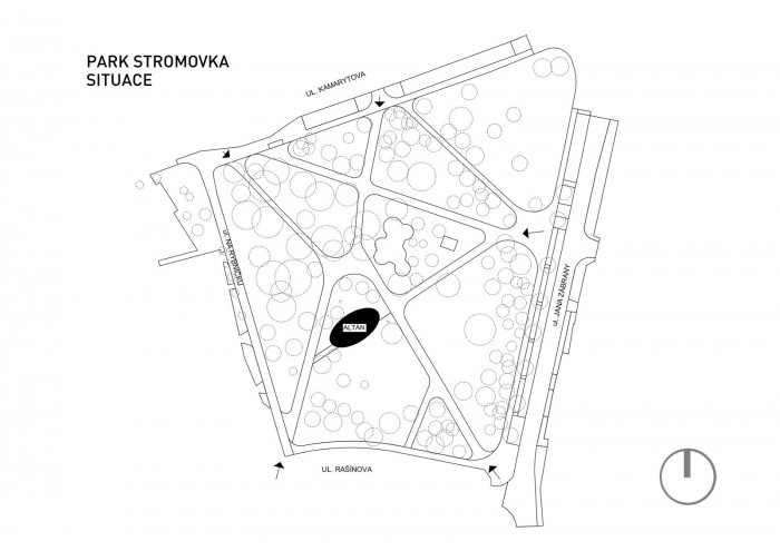 Obnova parku Stromovka v Humpolci, situace, OK PLAN ARCHITECTS