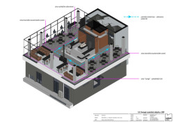 Axonometrie - koncepce provozu hlavního sálu