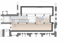 Změna využití prostoru uhelny VŠCHT, půdorys přízemí, ov-a