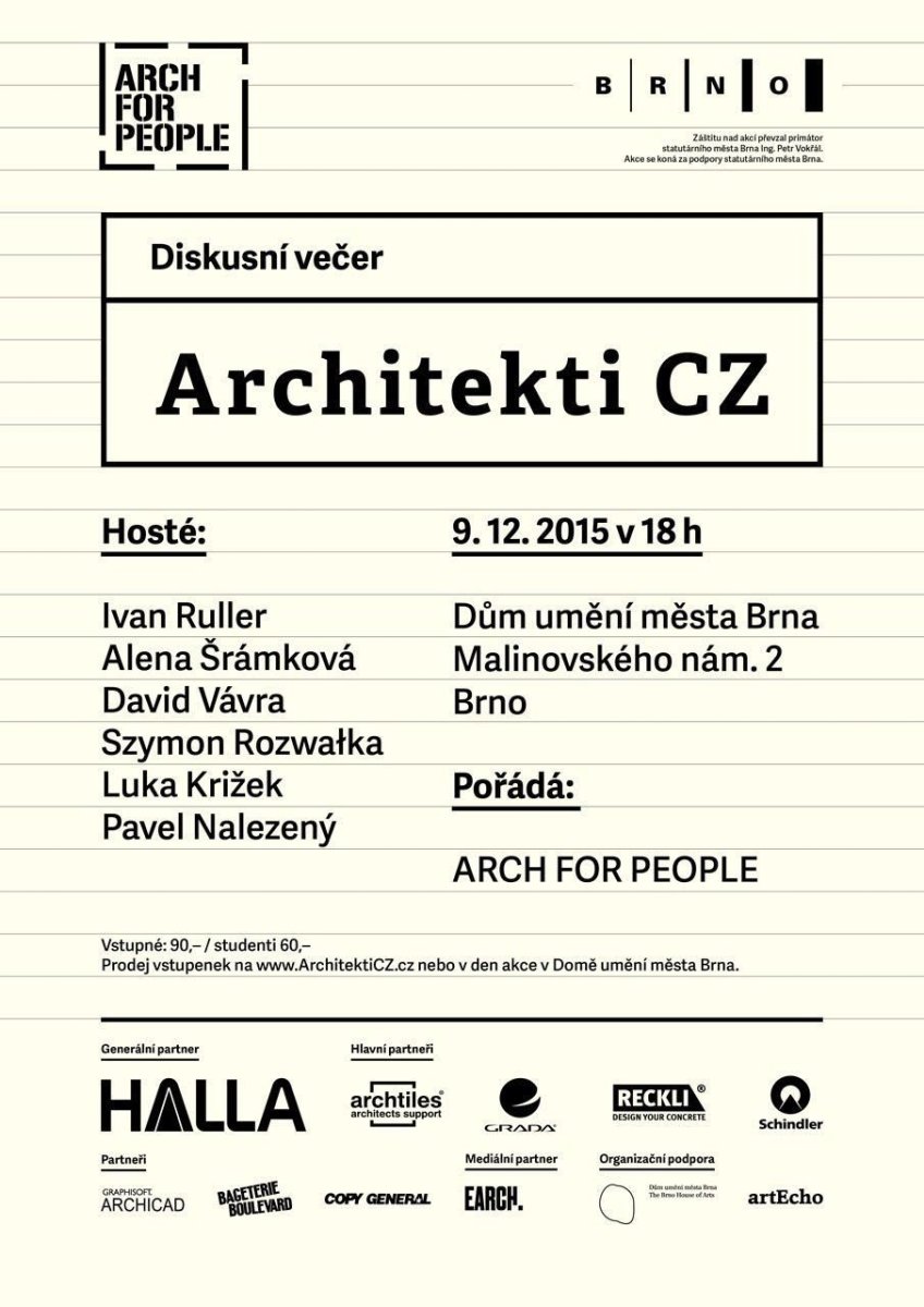 Architekti CZ - diskusní večer Brno - plakát