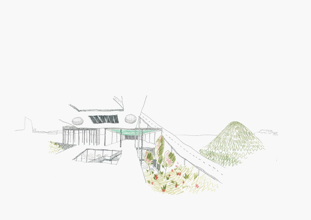 Soutěžní výkres (Transformace Výstavního paláce v Charleroi CHAPEX; AgwA a architecten jan de vylder inge vinck)