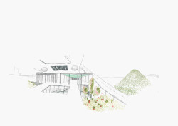Soutěžní výkres (Transformace Výstavního paláce v Charleroi CHAPEX; AgwA a architecten jan de vylder inge vinck)