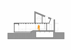 Víkendová chata Brná, řez, Air ateliér