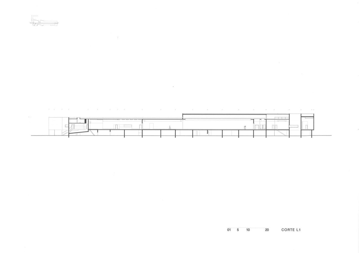Álvaro Siza 2 - Arquitecto, Muzeum současného umění pro nadaci Nadira Afonsa, podélný řez, výkres