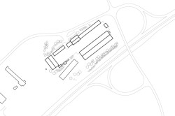 Situace - předobrazem areálu byl hospodářský dvorec. - Středisko správy a údržby dálnice, Přerov, Pelčák a partner architekti