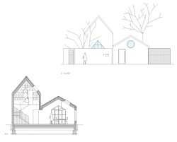 Pohled z ulice, řez AA