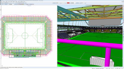 Košická fotbalová aréna, ADIF s.r.o., HESCON s.r.o. - práce s 3D modelem v programu Allplan