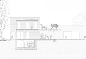 Rodinný dům Lhotka, řez, SOA architekti
