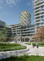 Dominantu lokality tvoří centrálně umístěná rozvlněná věž vysoká 80 metrů s 25 podlažími.