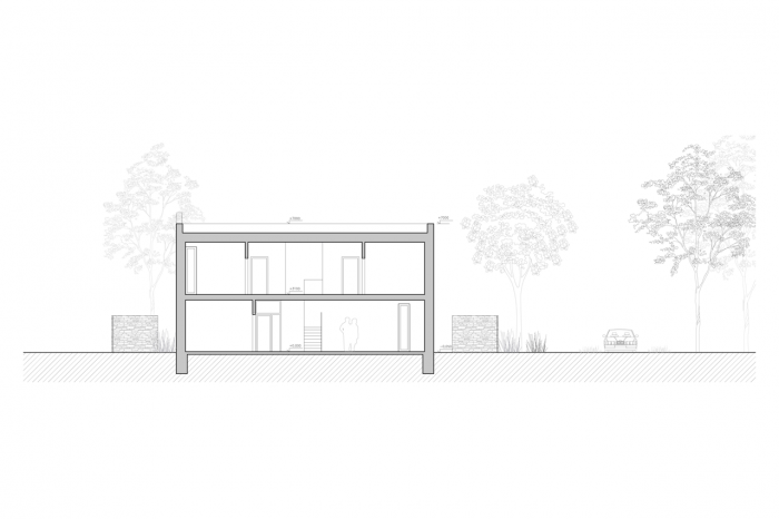 ADR s. r. o., Rodinný dům Klánovice, řez příčný – foto