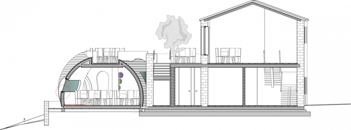 FCC Arquitectura & Paulo Lobo, Cella Bar, řez - foto