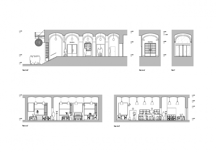 DDAANN, Divadlo Pod Palmovkou, vstupní prostory, řezy  – foto