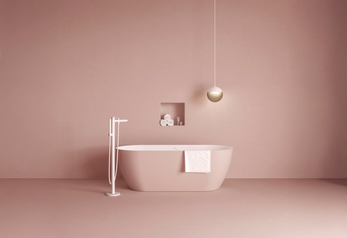 Volně stojící vana Freedom O v barvě Alabaster Pink