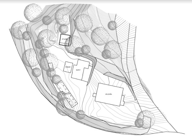Útulňa pri Banskej Štiavnici, situace, Ateliér HAUS / Miroslava Šestina, Tomáš Ružiak, Eva Šestina