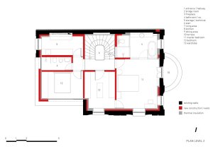 White Concrete Old House, půdorys_3NP, I/O architects