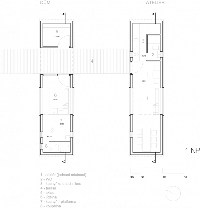 PETR STOLÍN ARCHITEKT, ZEN Houses, půdorys 1. NP – foto