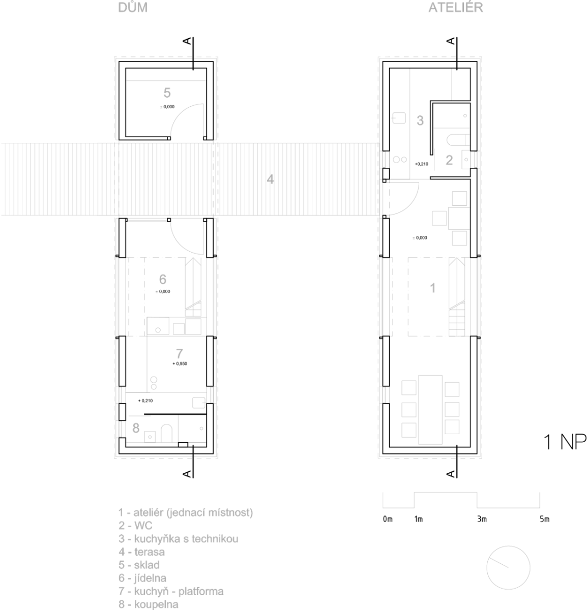 PETR STOLÍN ARCHITEKT, ZEN Houses, půdorys 1. NP – foto