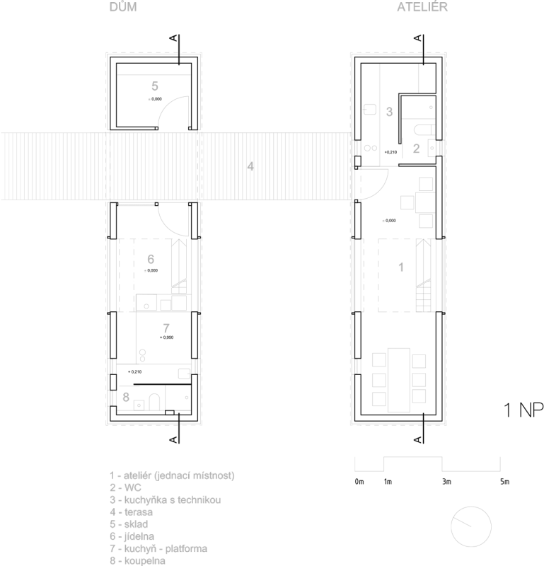PETR STOLÍN ARCHITEKT, ZEN Houses, půdorys 1. NP – foto