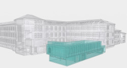 Výsledný 3D/BIM model vymodelovaný na podkladu mračna bodů b06 vstup-šatny-vedení školy