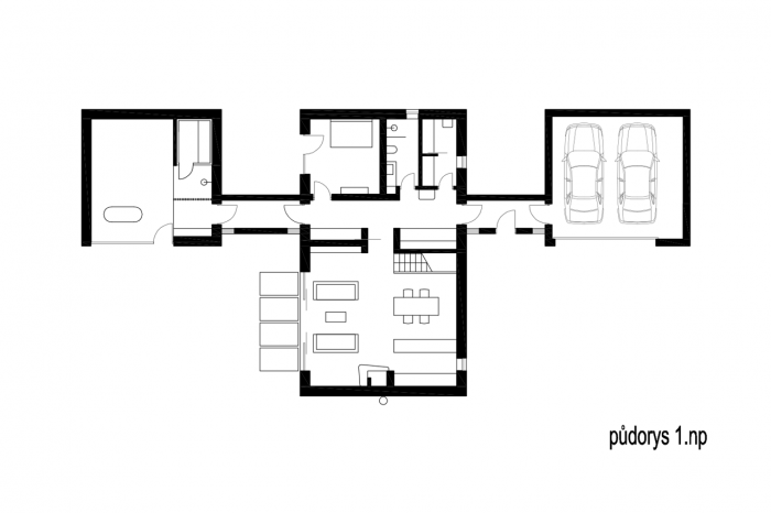 ADR s. r. o., Rodinný dům Klánovice, půdorys 1. NP – foto