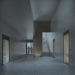 Vítězný návrh na rekonstrukci lázní Grössling v Bratislavě od italského studia OPPS Architettura. Vizualizace: luce.atelier