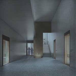 Vítězný návrh na rekonstrukci lázní Grössling v Bratislavě od italského studia OPPS Architettura. Vizualizace: luce.atelier
