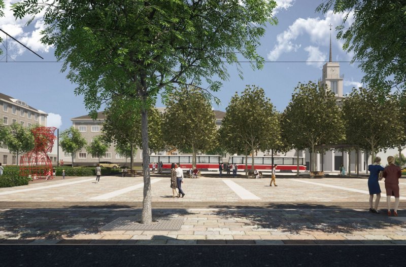 1. Cena - Dostavba a úprava náměstí Míru, Luboš Františák – ARCHITEKT, vizualizace