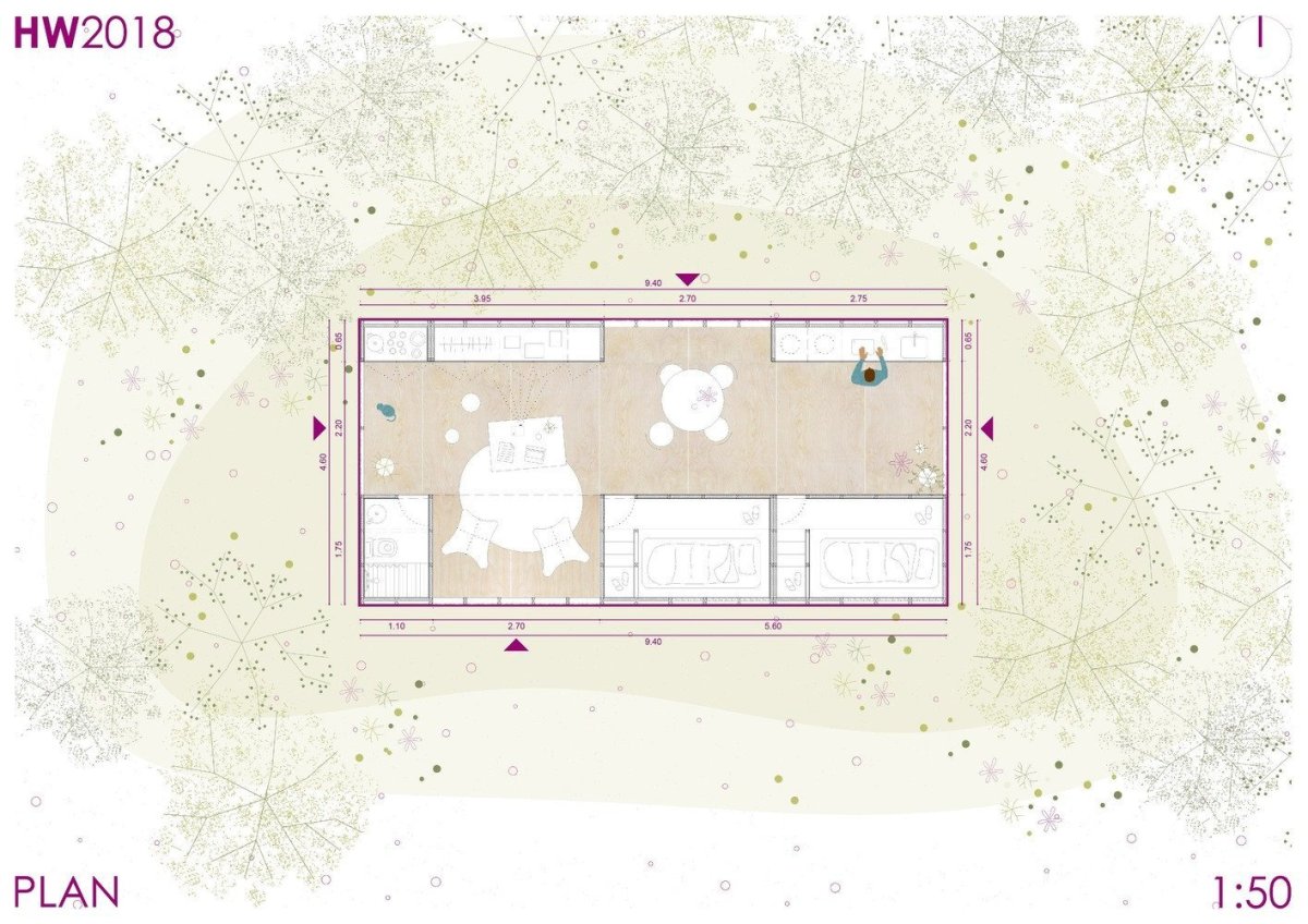 Cabin Modules, půdorys, IR arquitectura