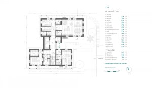 Usedlost na Vysočině, 3K Architects / Roman Kučírek, Jan Komárek, půdorys 1NP
