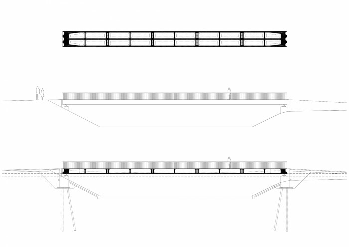 Lávka přes řeku Lubinu v Příboře, Petr Tej, Marek Blank, Jan Mourek, výkresy