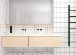 Vizualizace koupelny (Interiér domu v Lysolajích, Amulet architekti)