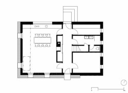 Chata na Vysočině, půdorys přízemí, Urban Čelikovský architekti