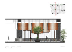 Řez (Restaurace Pizza 4P’s v Hanoji od česko – vietnamského studia ODDO)