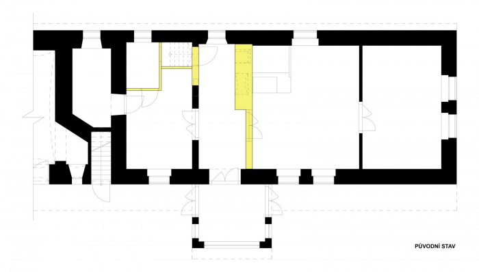 Rekonstrukce statku v jižních Čechách, původní půdorys, Mooza architecture
