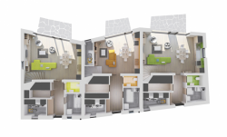 ateliér POVĚTROŇ, Řadové domy Fričova, půdorys 1. NP – foto