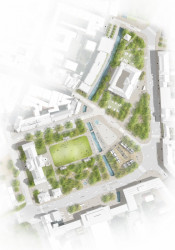 Vítězný návrh nové podoby Senovážného náměstí v Českých Budějovicích - masterplan