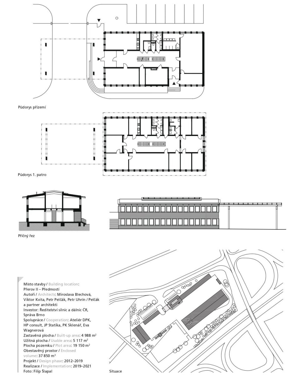 Výkresy - Středisko správy a údržby dálnice, Přerov, Pelčák a partner architekti
