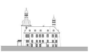 Rekonstrukce arcibiskupského zámku a zahrad na hotel, jižní pohled, SHA Šafer Hájek architekti