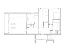 Půdorys - původní stav (Panelákový byt na Jarově, Kateřina Hodková a Markéta Smrčková)