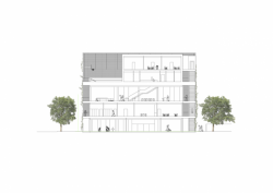 SLLA, Komunitní centrum Máj, řez podélný – foto